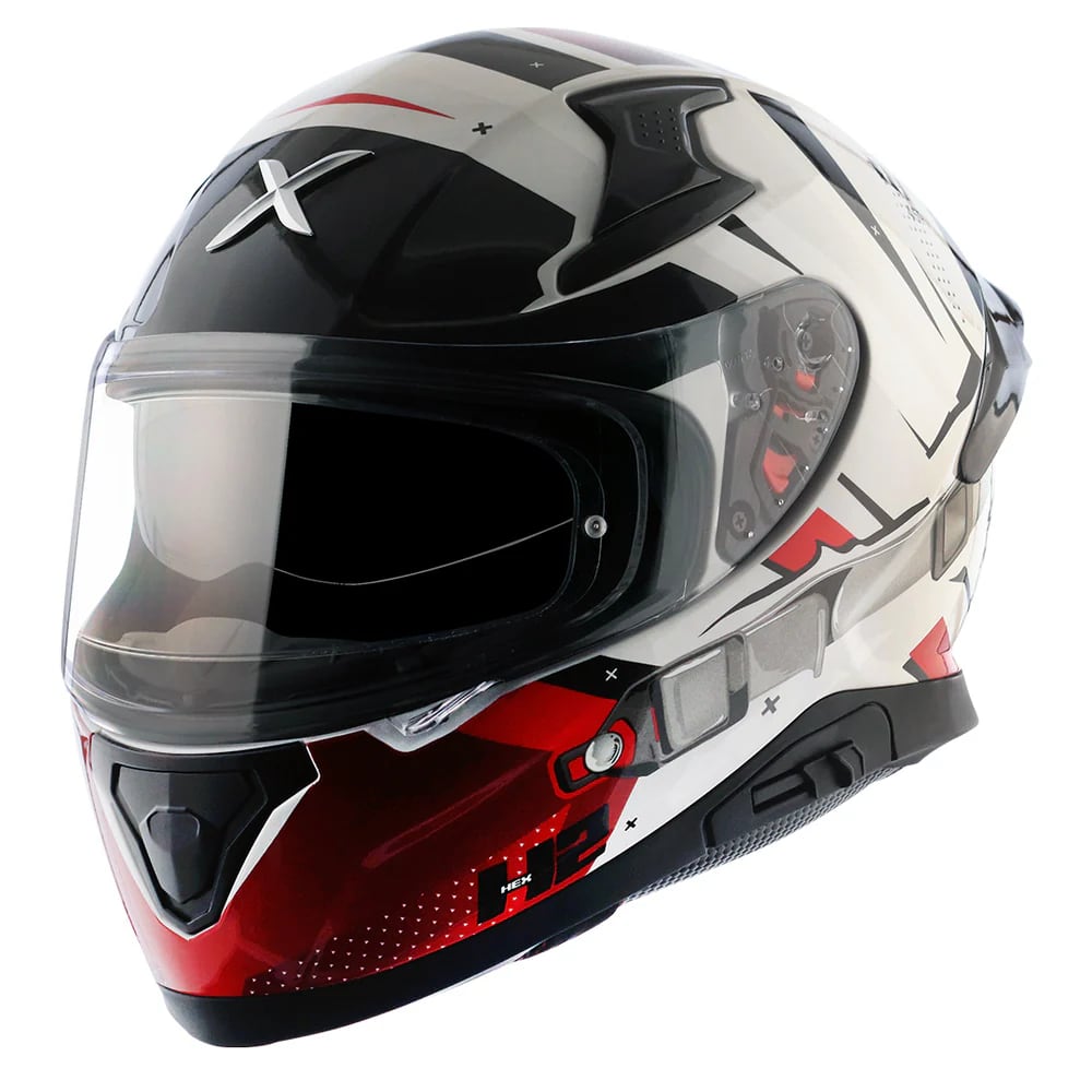 AXOR APEX დახურული ჩაფხუტი HEX-2 WHITE RED, ფოტო 1