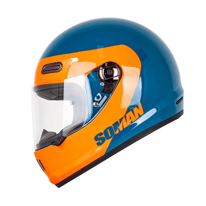 SOMAN კლასიკური ჩაფხუტი H9 BLUE ORANGE EQUATOR, ფოტო 1