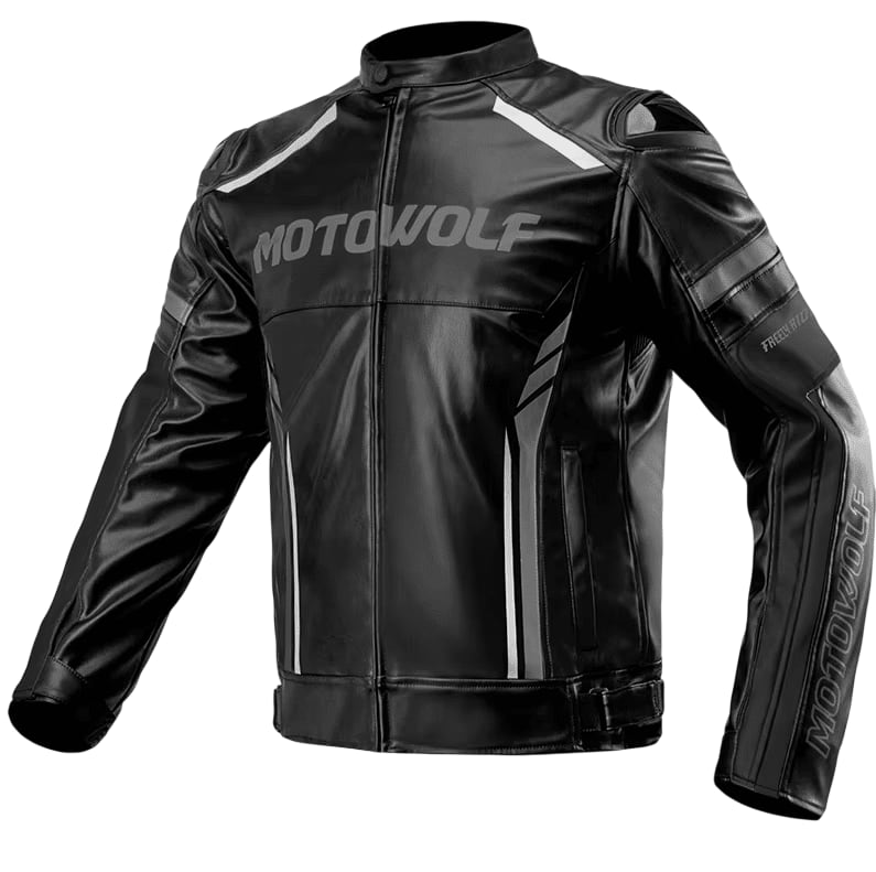 MOTOWOLF ტყავის დათბილული ქურთუკი JM15 BLACK, ფოტო 1