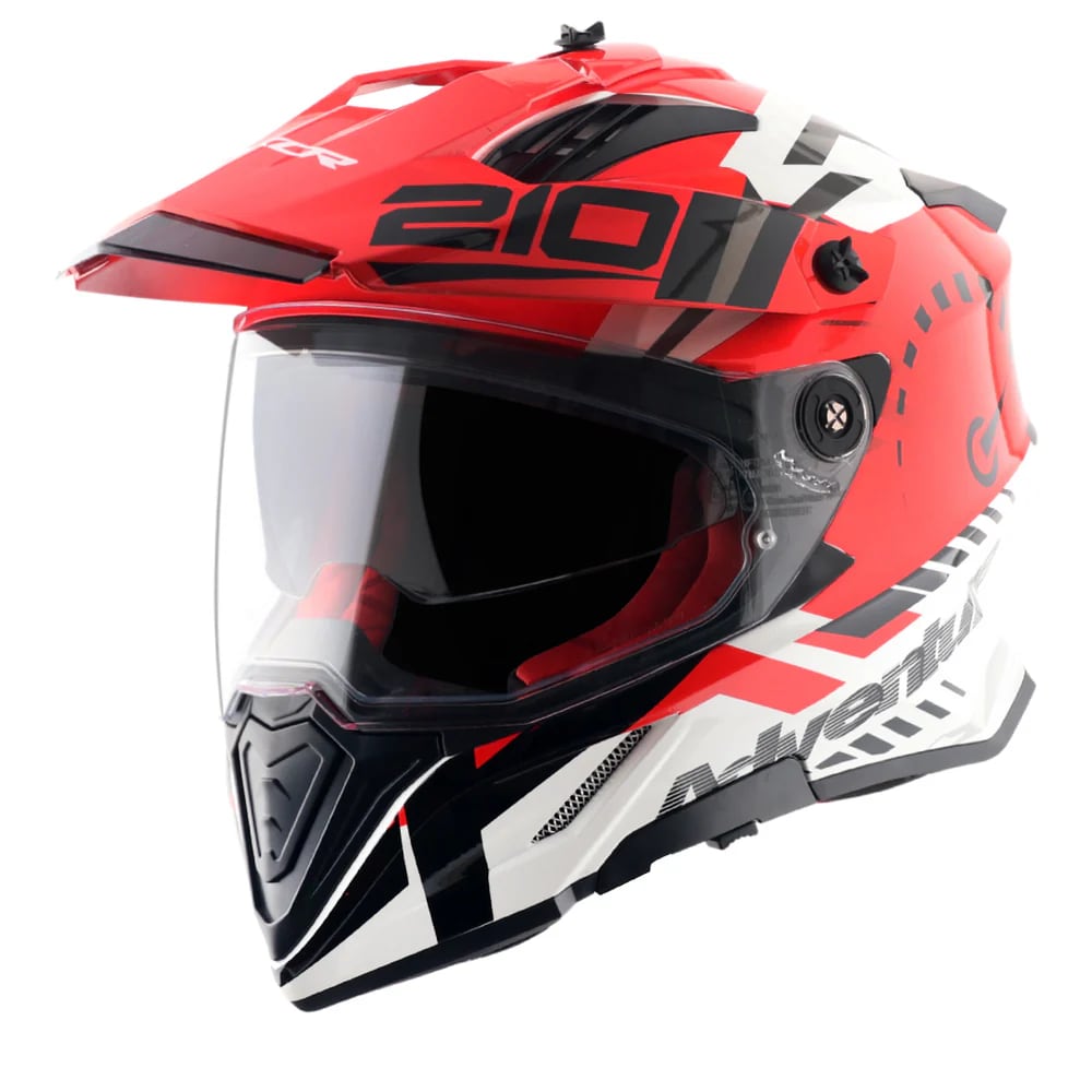 AXOR X-CROSS დახურული ჩაფხუტი DUAL VISOR SPEEDOMETER X WHITE RED, ფოტო 1